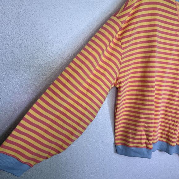 Free People Sweatshirt Womens Large Classic Striped Oversized Crewneck Tangerine - Picture 6 of 10